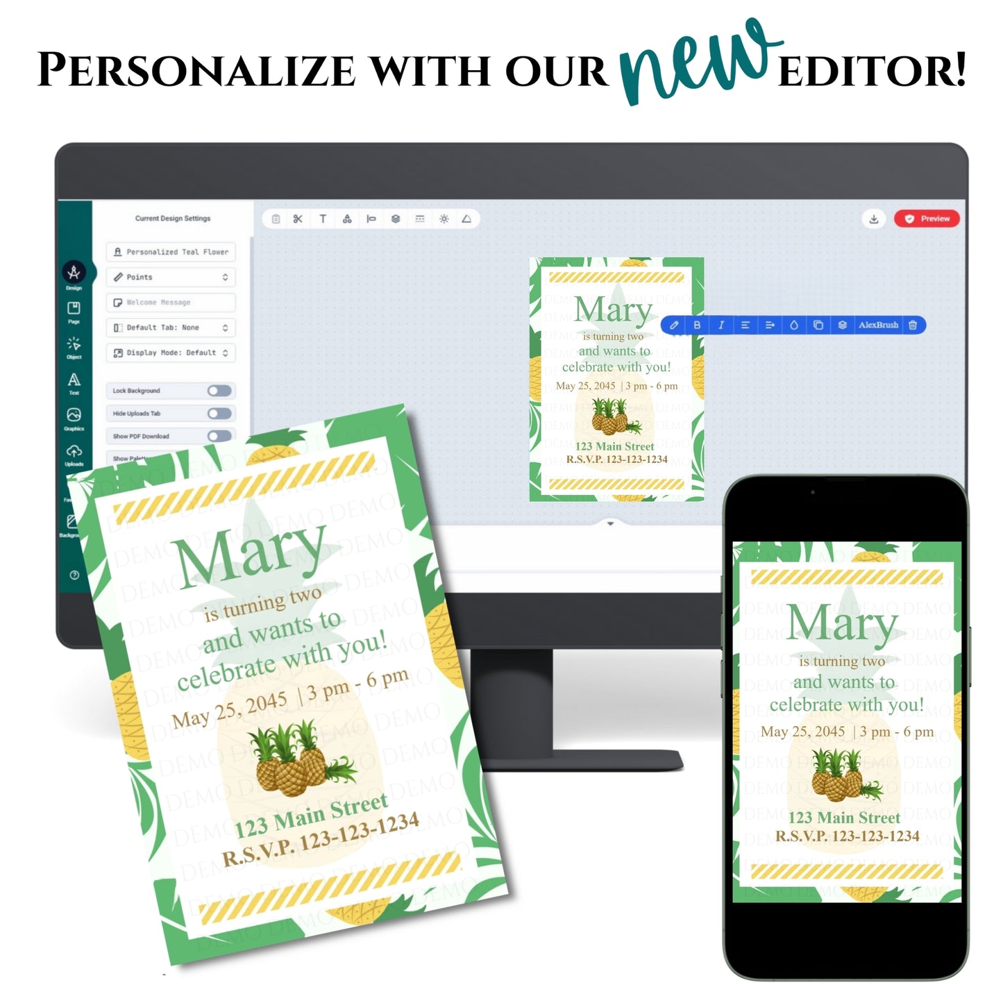 Personalized Pineapple Birthday Invitation