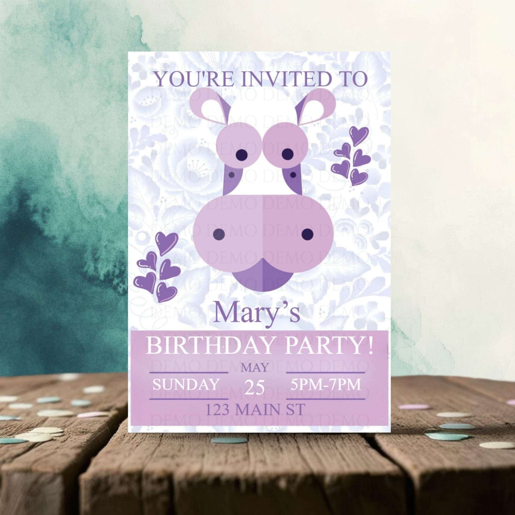 Personalized Purple Cow Invitation