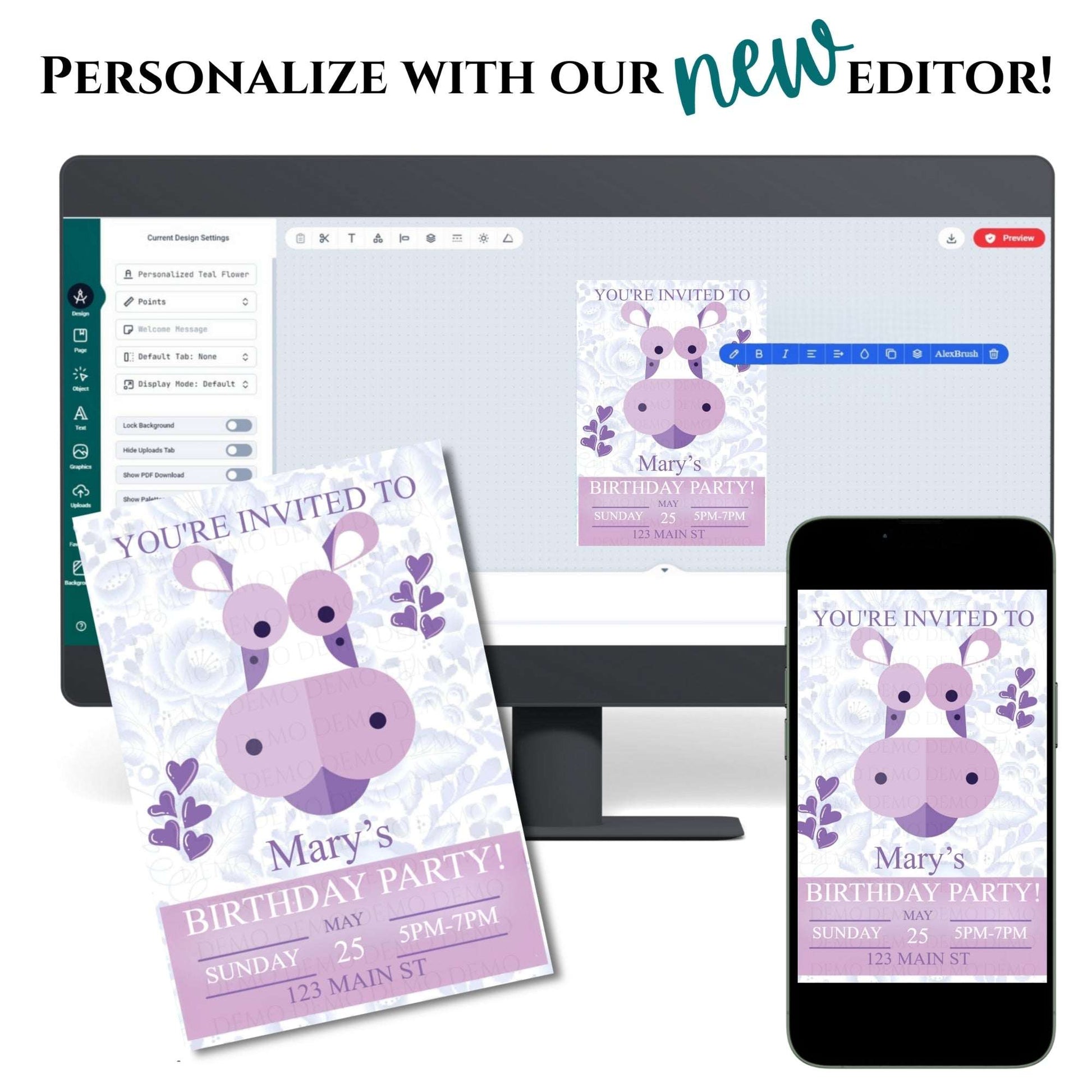 Personalized Purple Cow Invitation