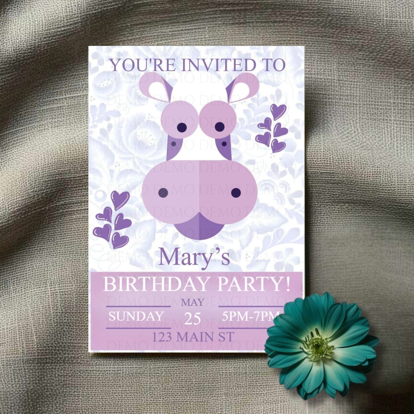 Personalized Purple Cow Invitation