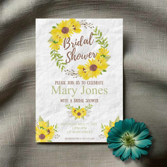 Personalized Sunflower Bridal Shower Invite