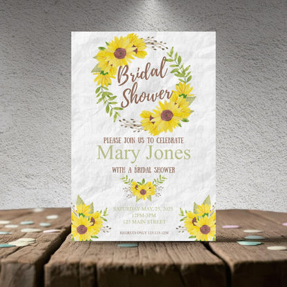 Personalized Sunflower Bridal Shower Invite