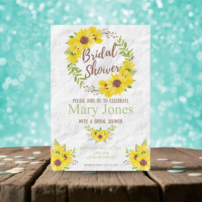 Personalized Sunflower Bridal Shower Invite
