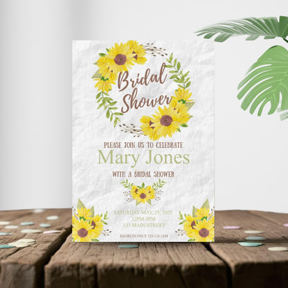 Personalized Sunflower Bridal Shower Invite