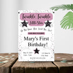 Personalized Twinkle Little Star Birthday Invitation | Pink
