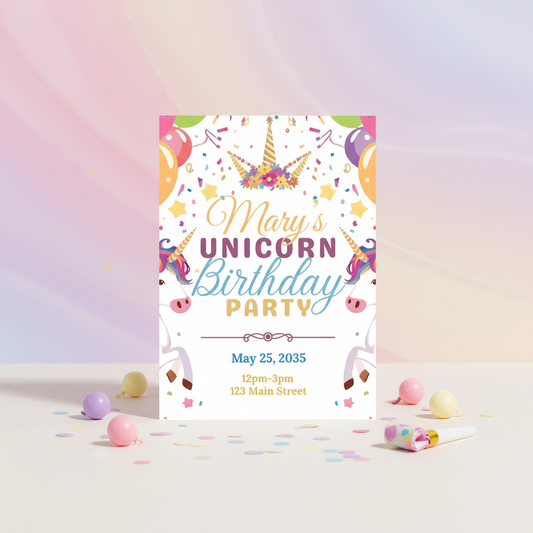 Personalized Unicorn Birthday Invite