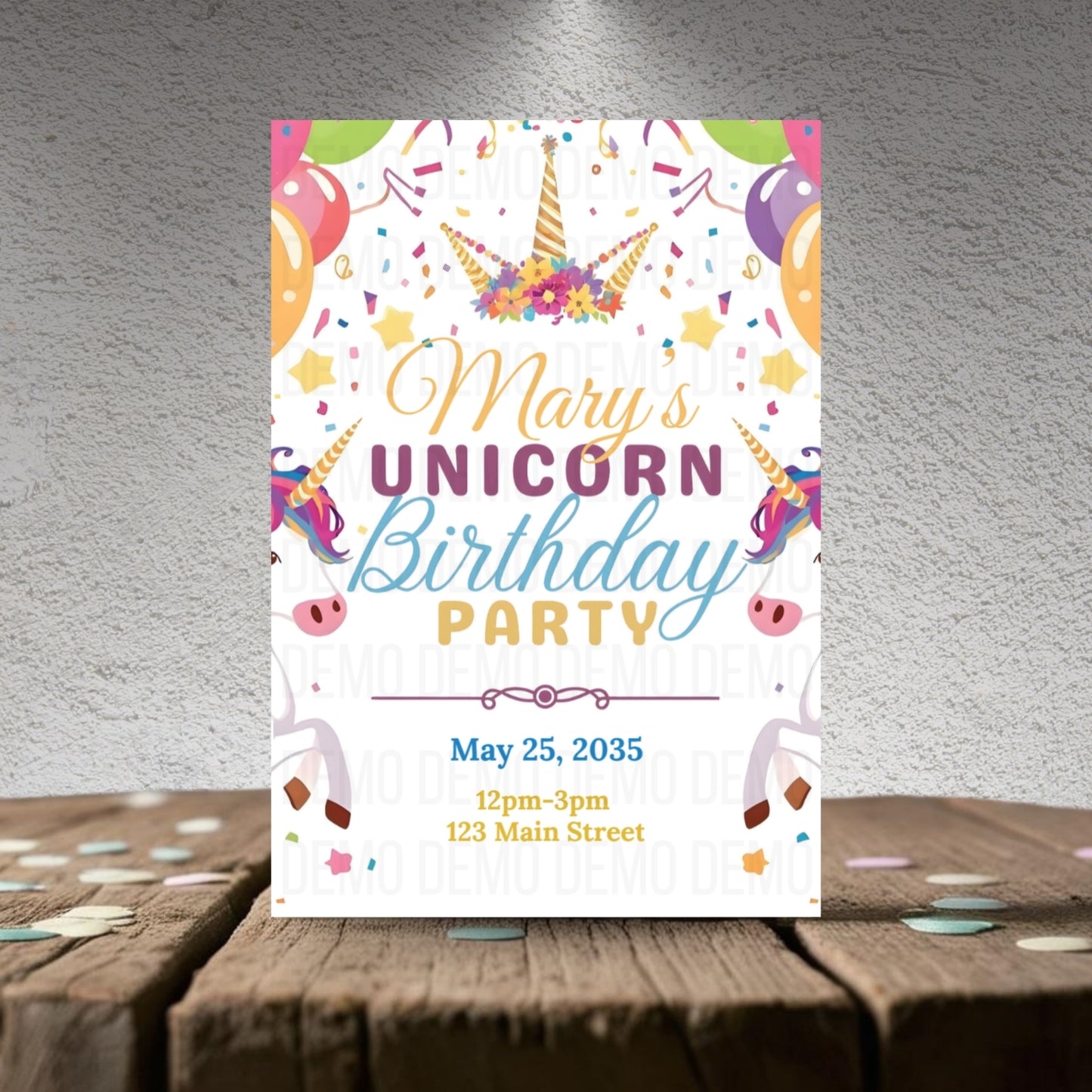 Personalized Unicorn Birthday Invite