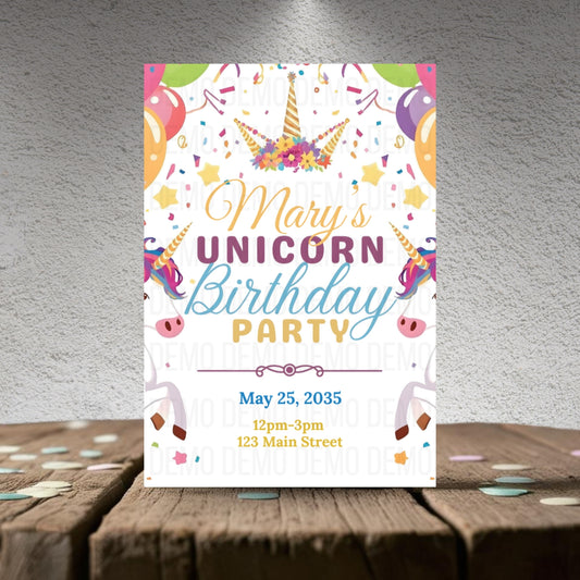 Personalized Unicorn Birthday Invite