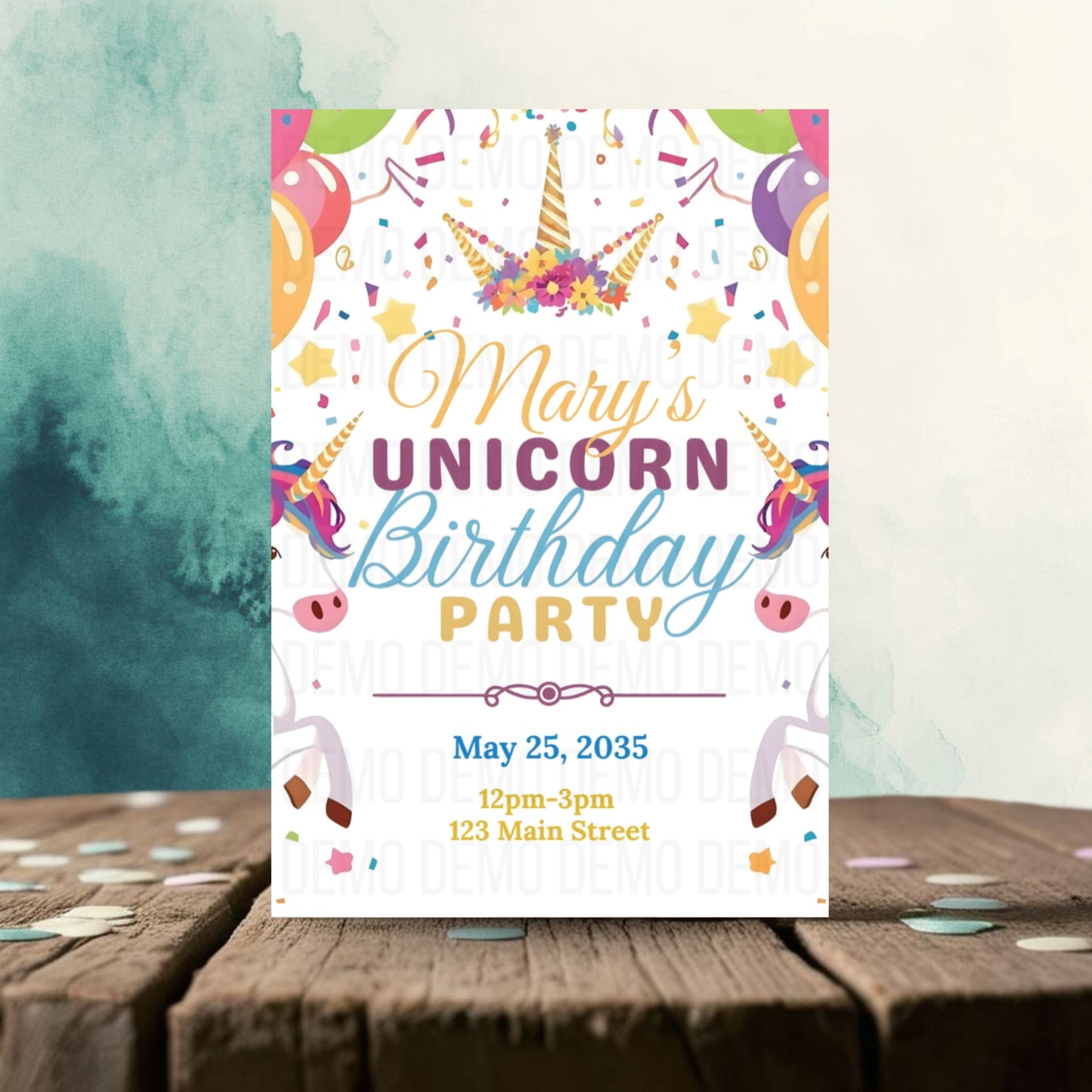 Personalized Unicorn Birthday Invite