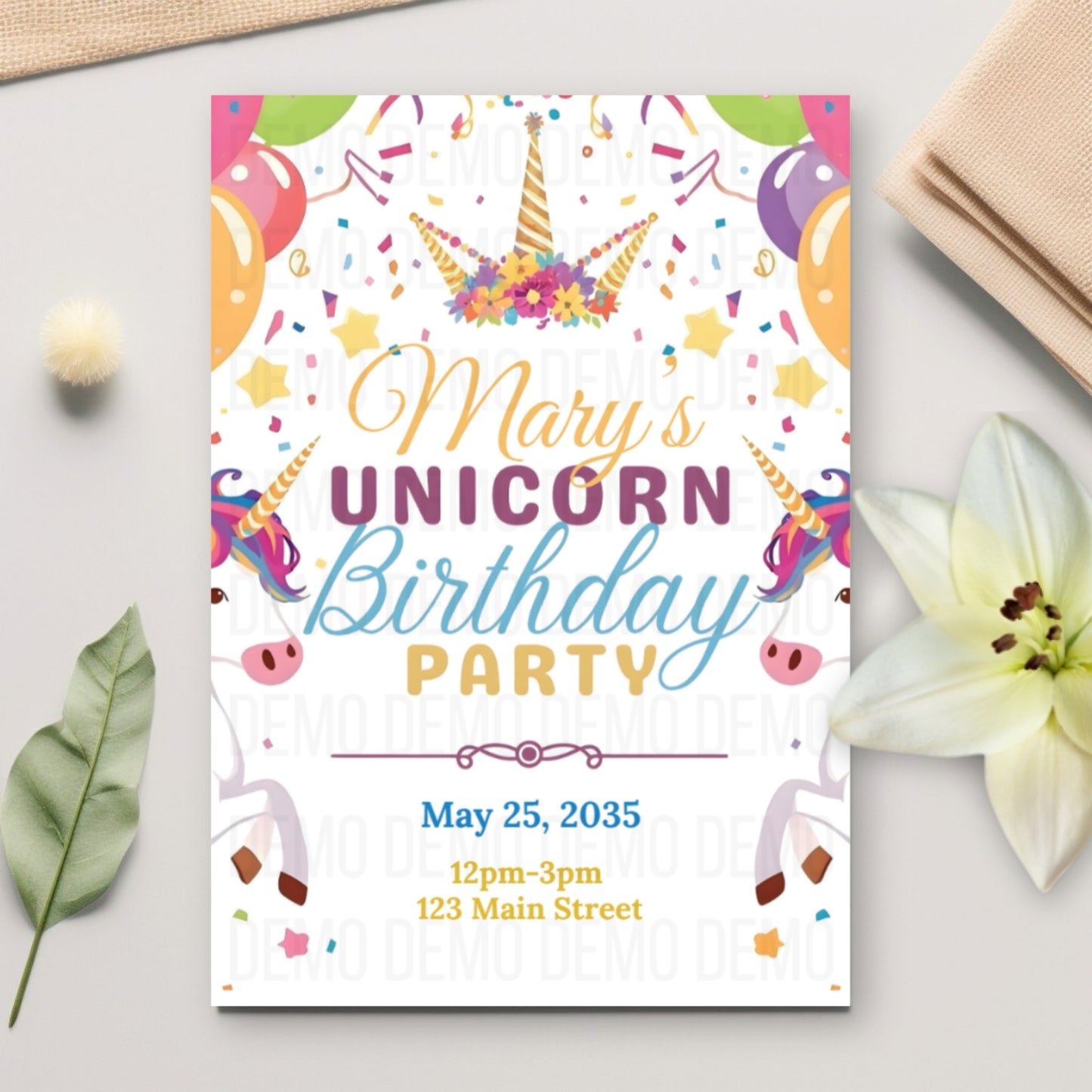 Personalized Unicorn Birthday Invite