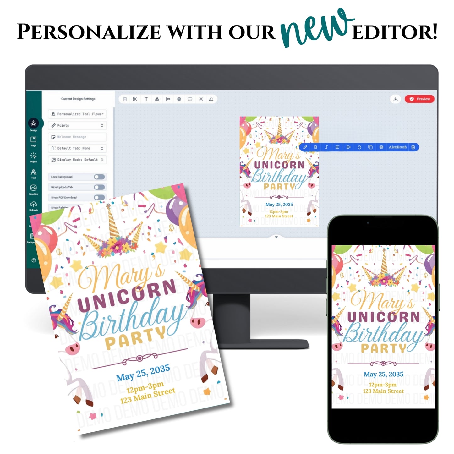 Personalized Unicorn Birthday Invite