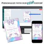 Personalized Unicorn Theme W A Bow Invitation