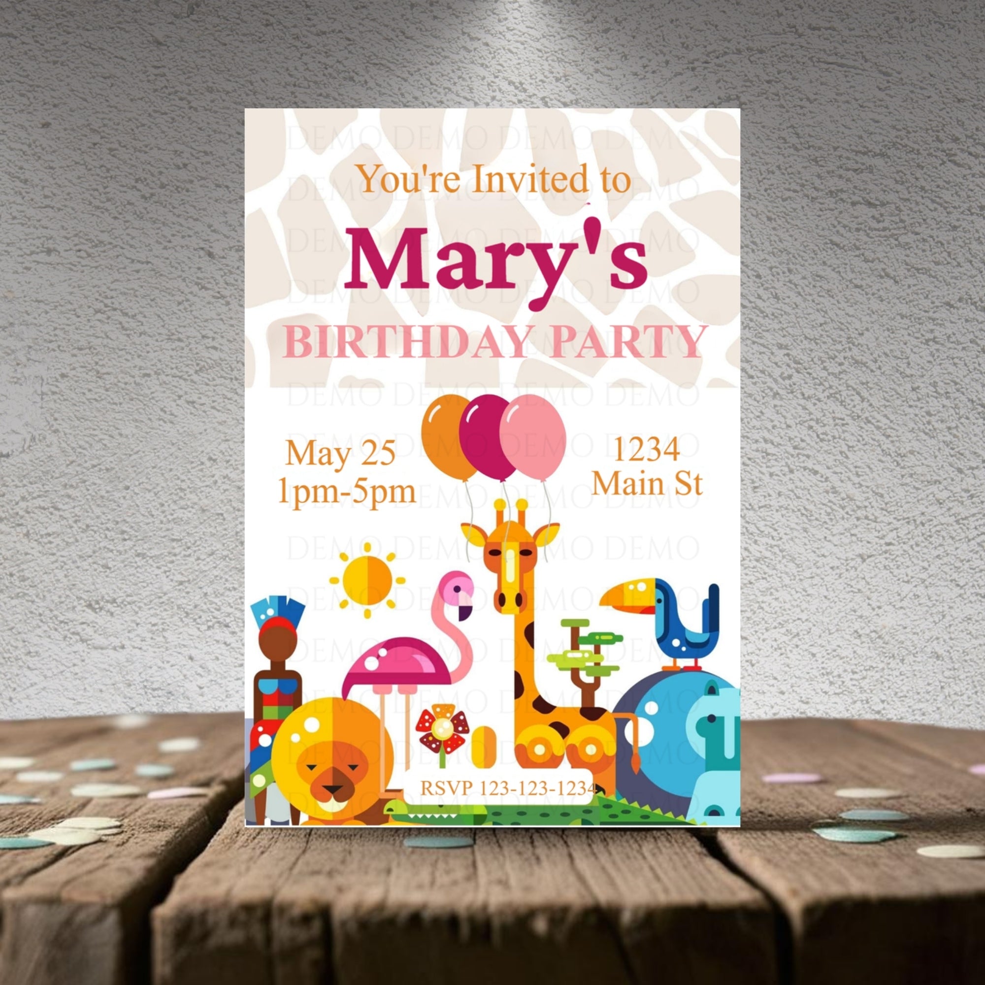 Personalized Zoo Animal Pink Invitation