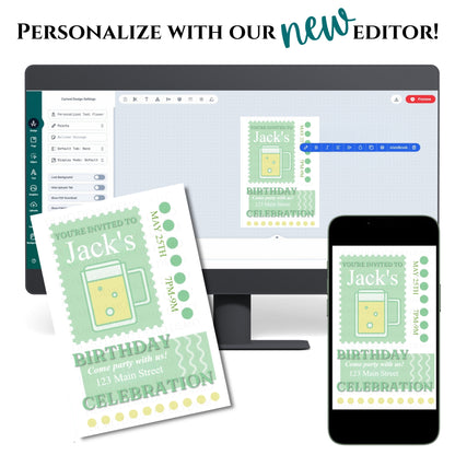 Personalized Beer Mug Birthday Invitation