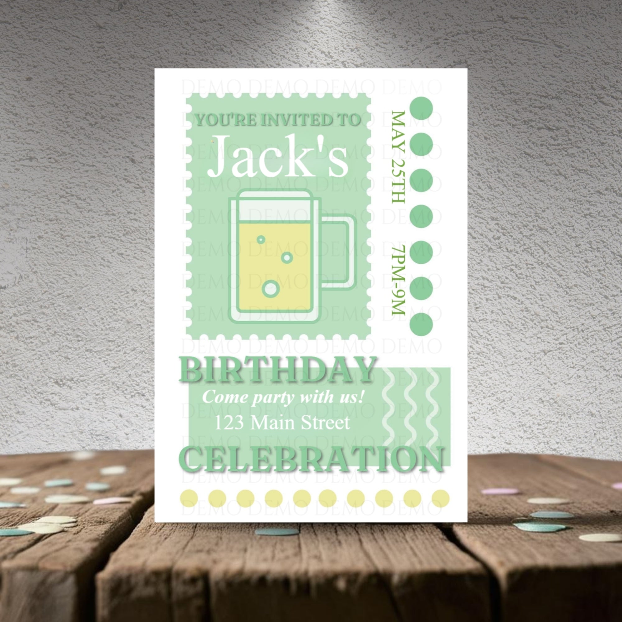 Personalized Beer Mug Birthday Invitation