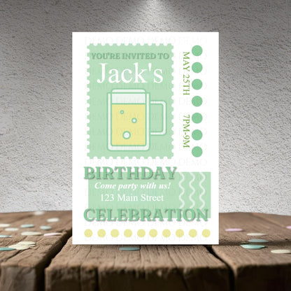 Personalized Beer Mug Birthday Invitation