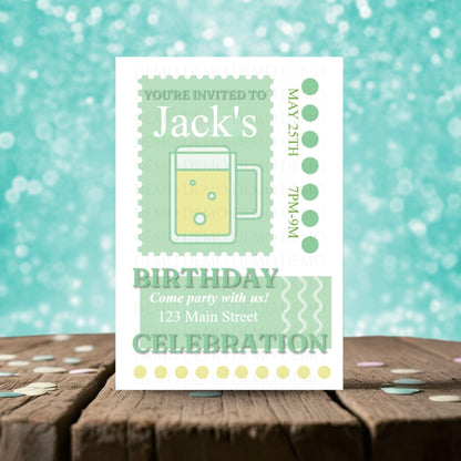 Personalized Beer Mug Birthday Invitation