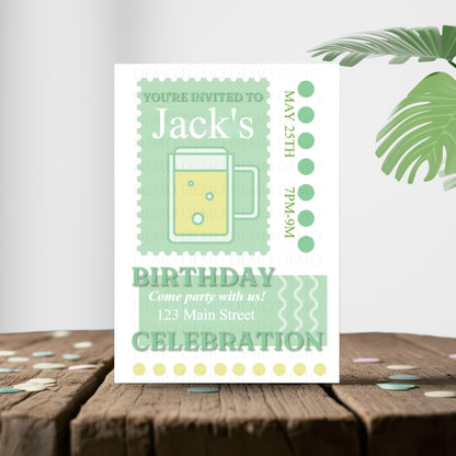 Personalized Beer Mug Birthday Invitation