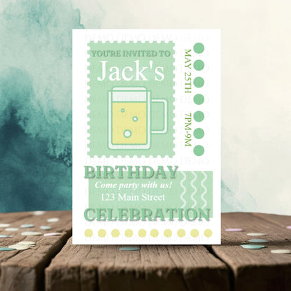 Personalized Beer Mug Birthday Invitation