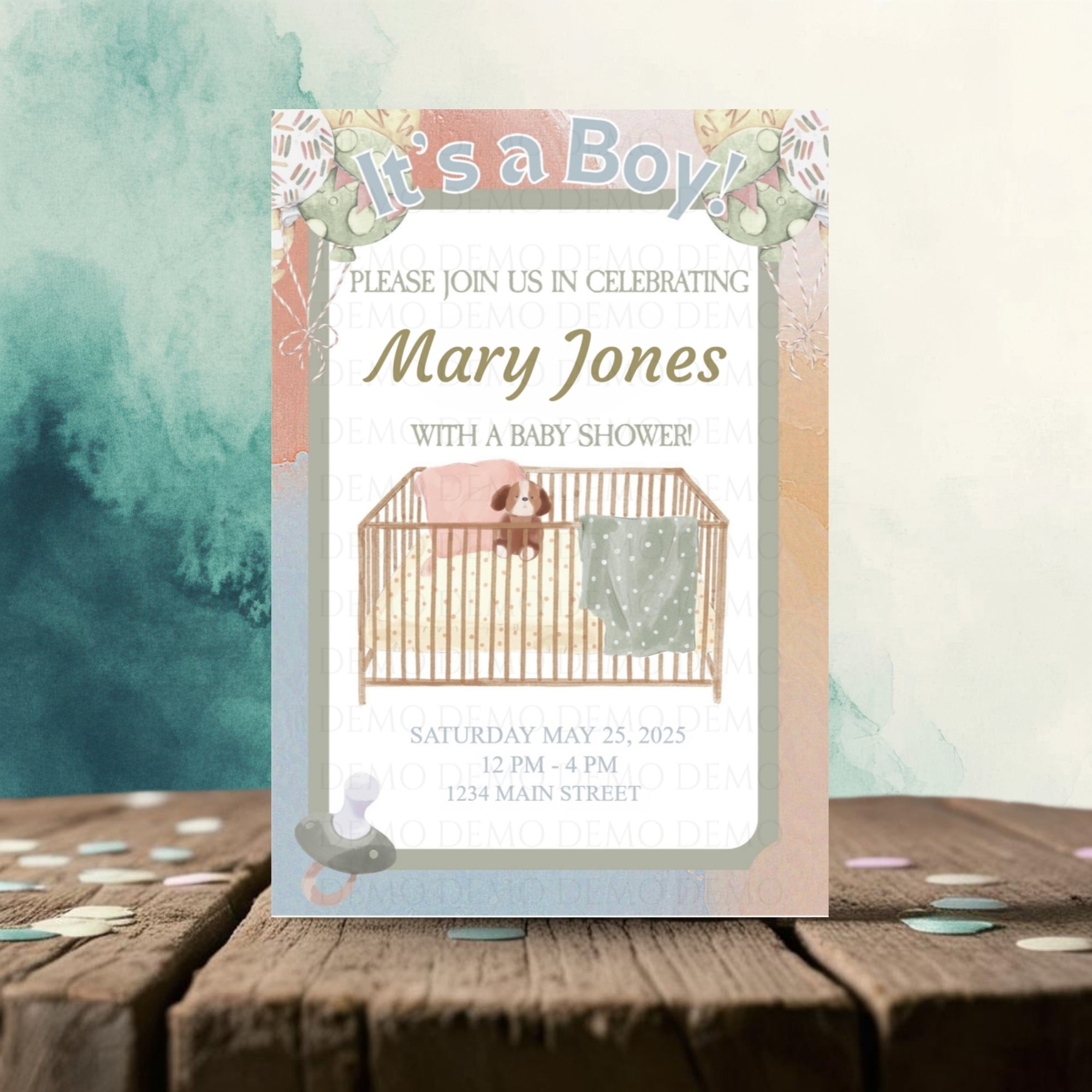 Personalized Boy Crib Baby Shower Invitation