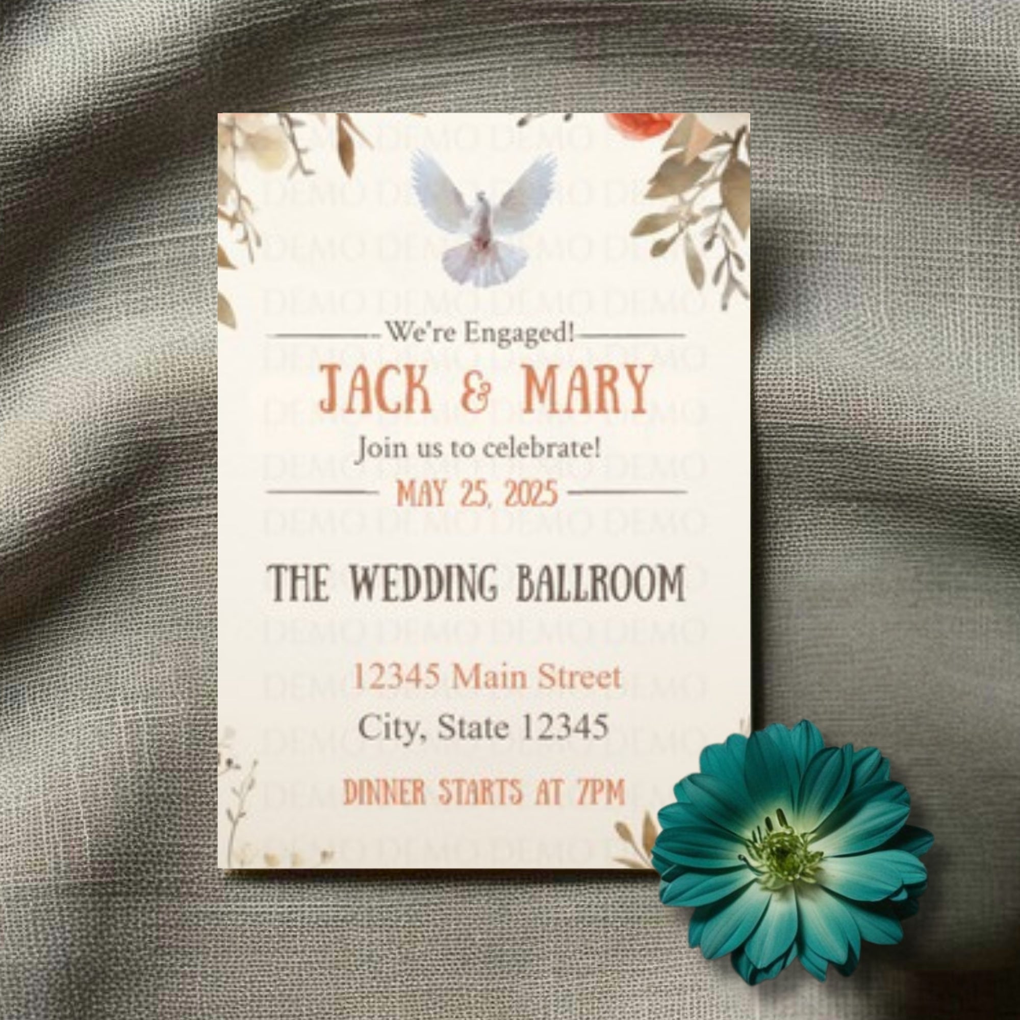 Personalized Bridal Shower Doves Cake Invitation
