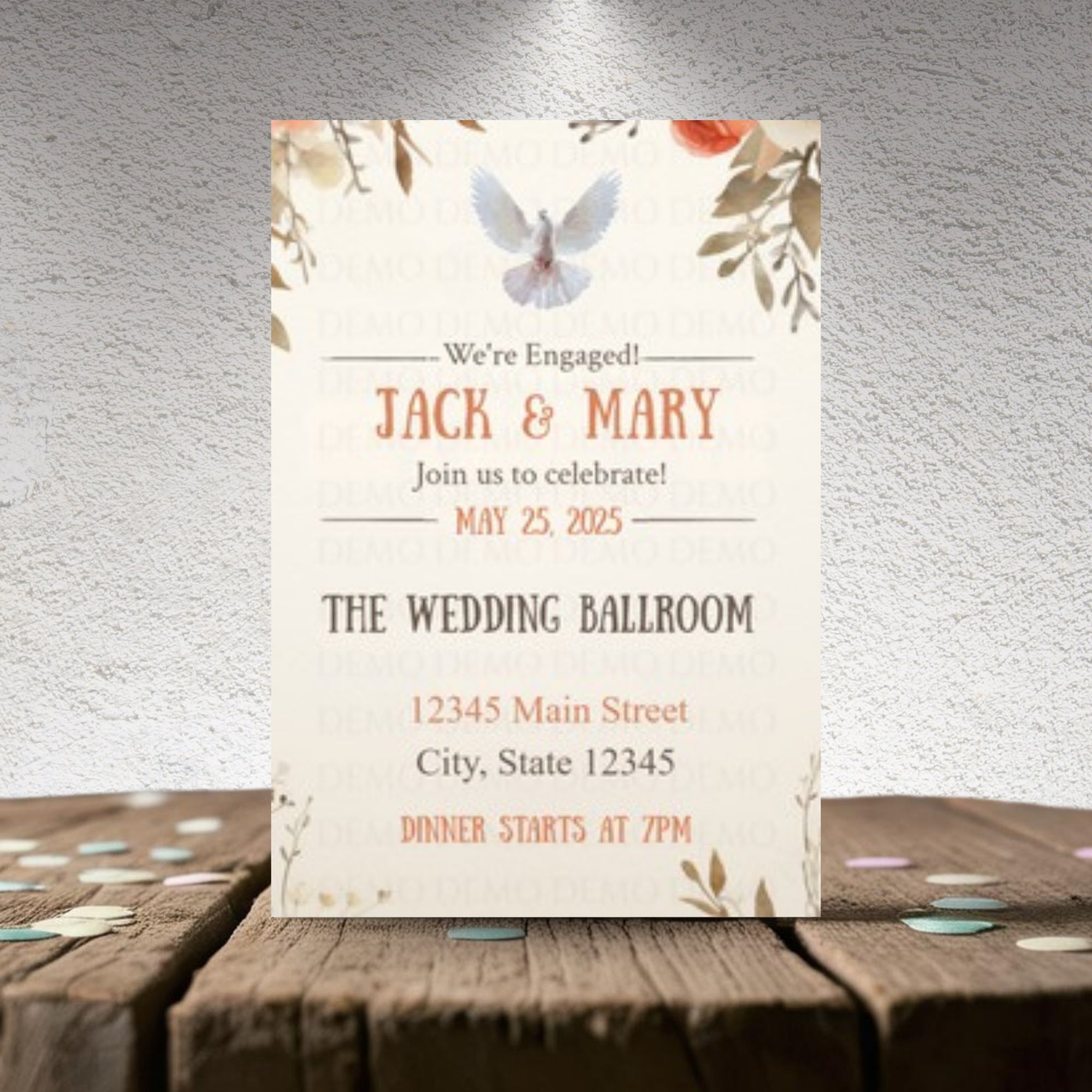 Personalized Bridal Shower Doves Cake Invitation