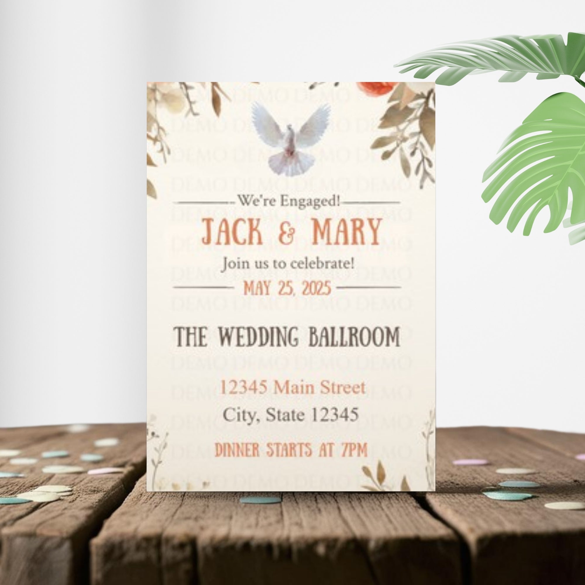 Personalized Bridal Shower Doves Cake Invitation
