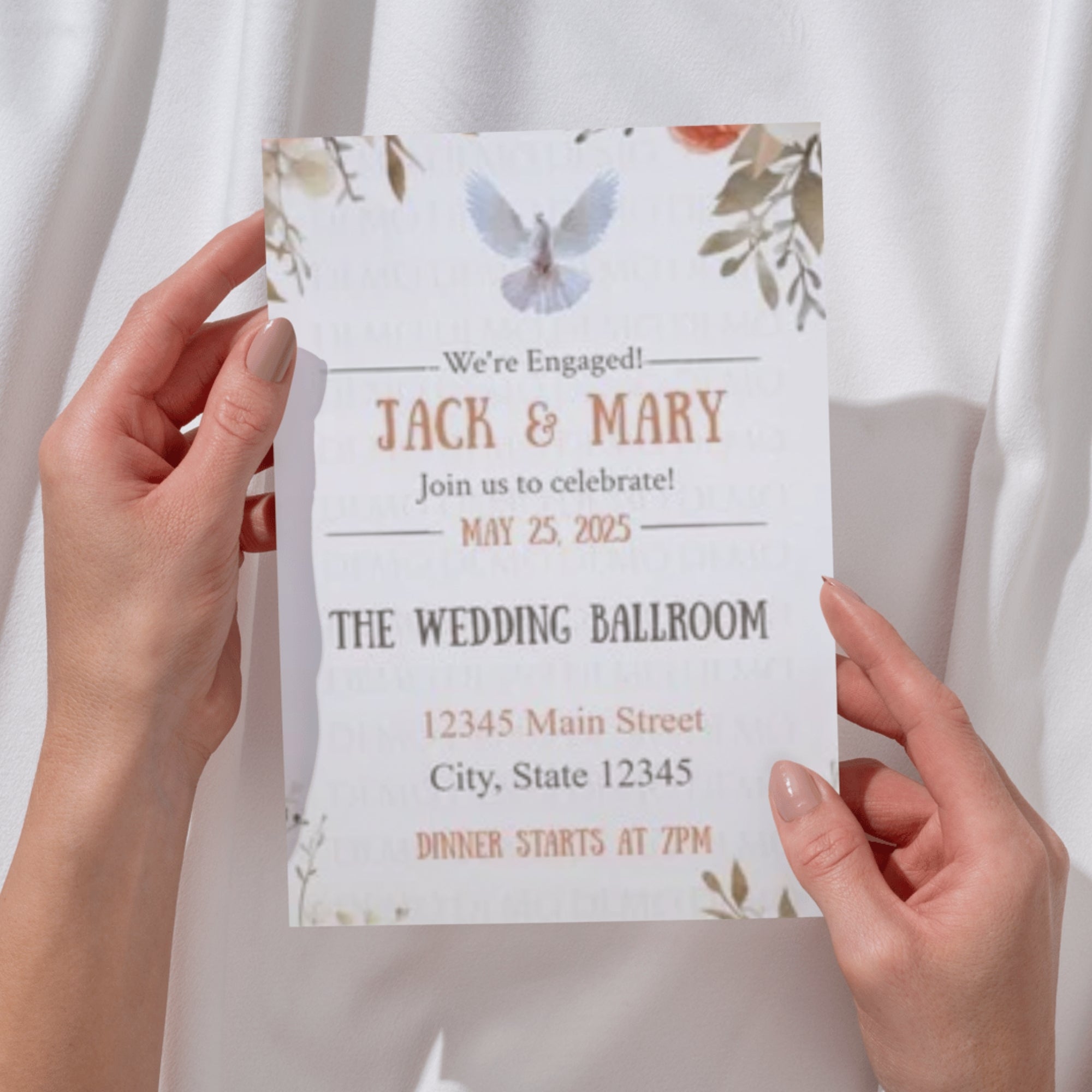 Personalized Bridal Shower Doves Cake Invitation