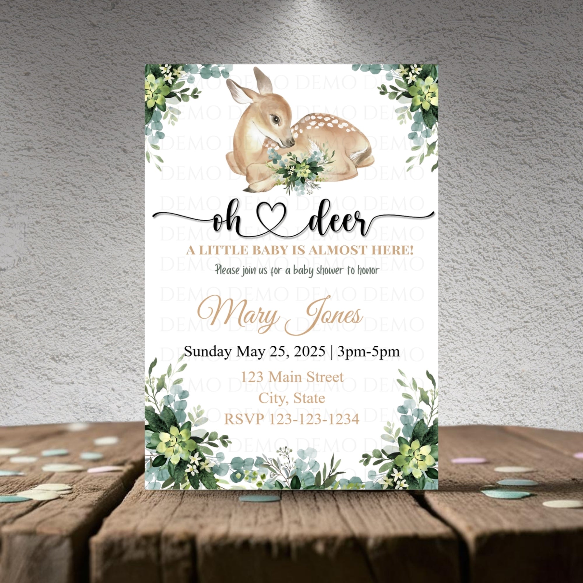 Personalized Deer Baby Shower Invite