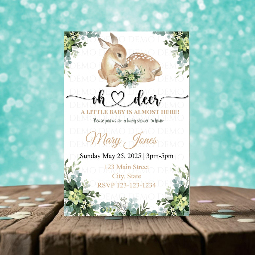 Personalized Deer Baby Shower Invite