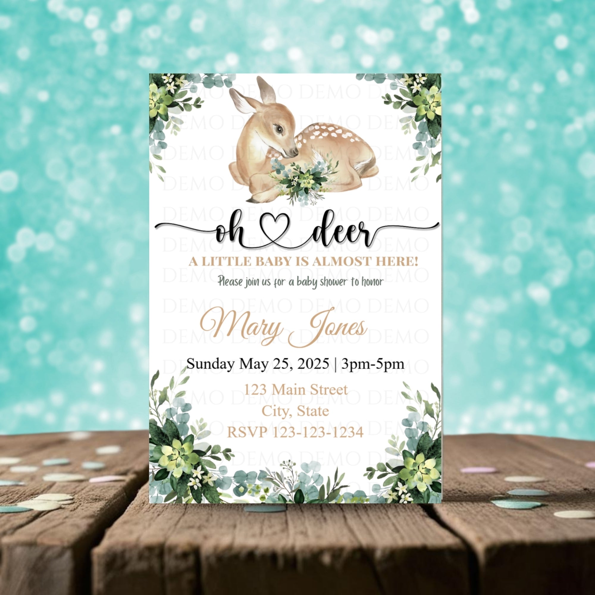 Personalized Deer Baby Shower Invite