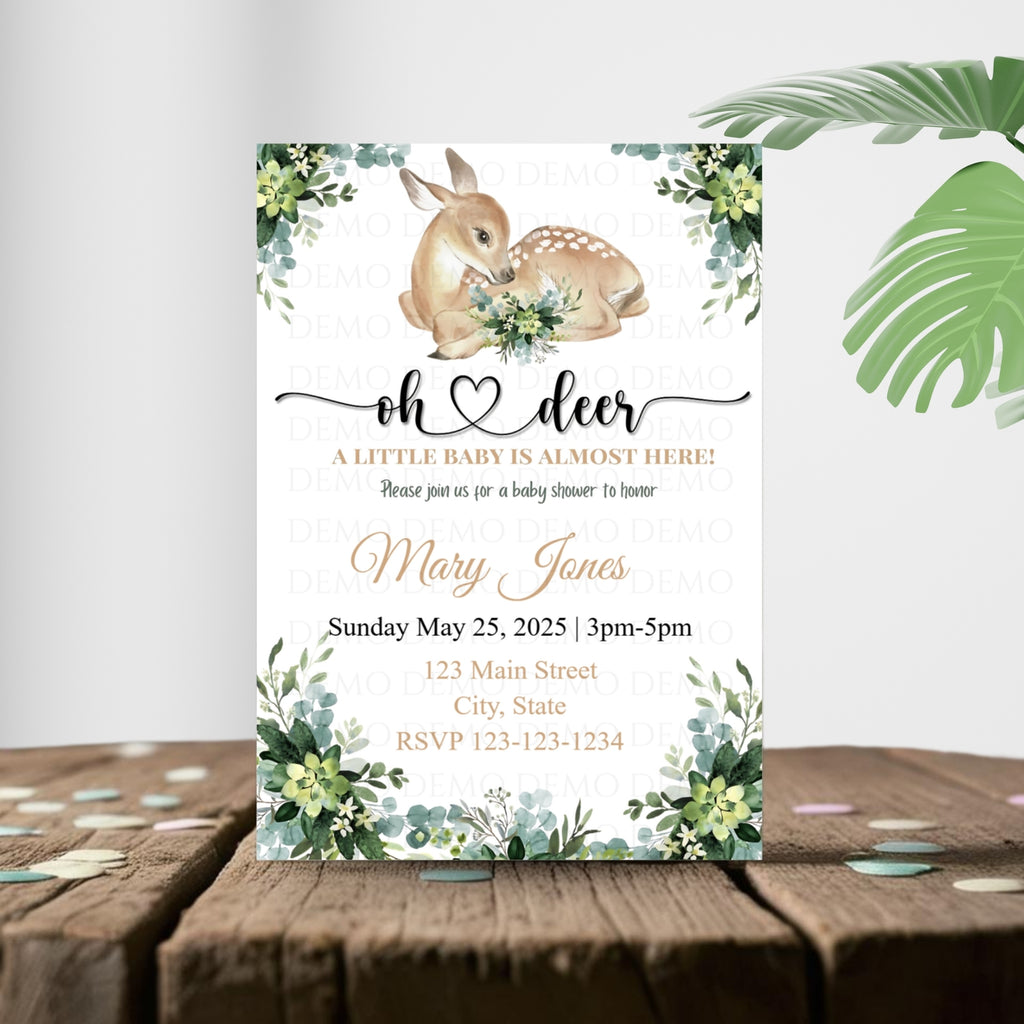 Personalized Deer Baby Shower Invite
