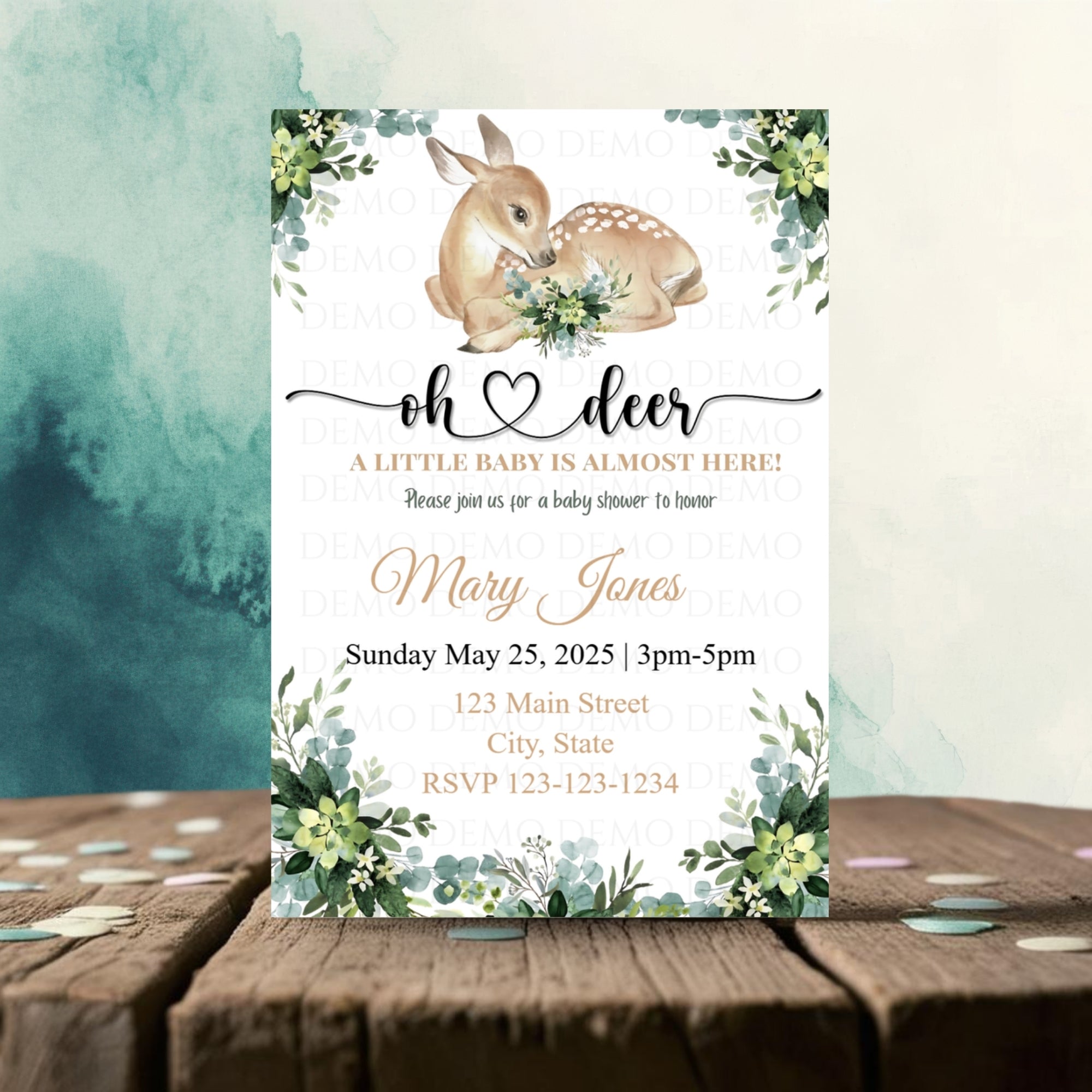 Personalized Deer Baby Shower Invite