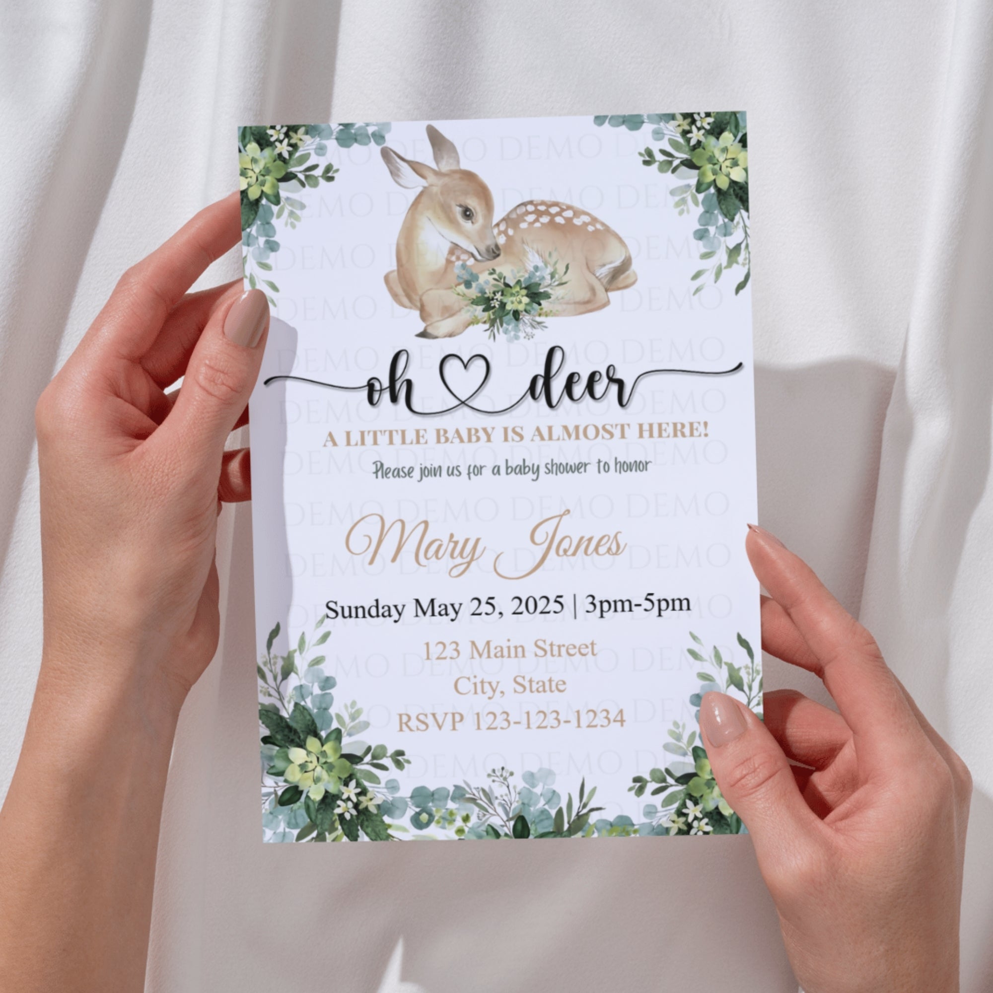 Personalized Deer Baby Shower Invite