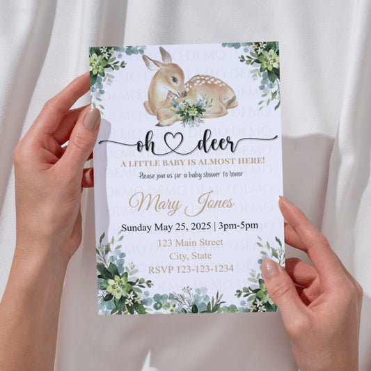 Personalized Deer Baby Shower Invite