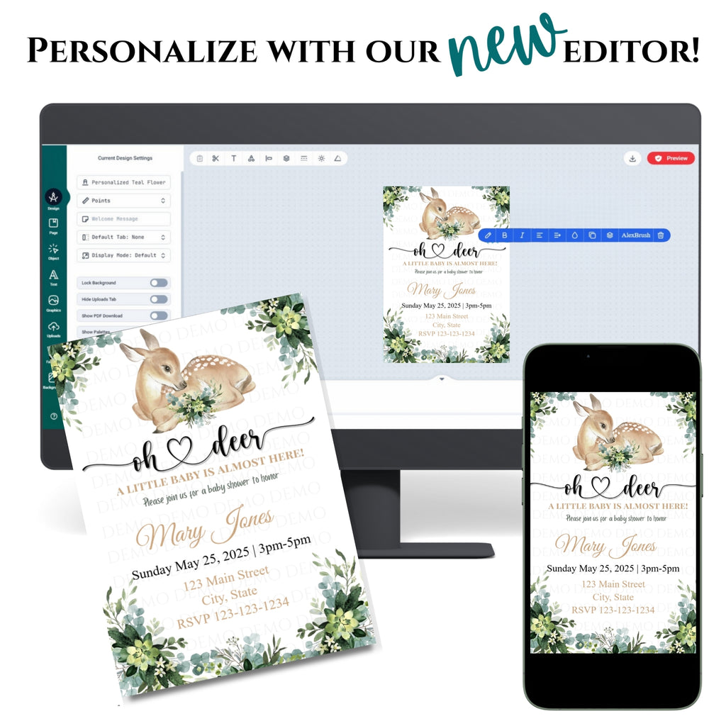 Personalized Deer Baby Shower Invite
