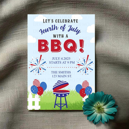 Personalized Fourth of July Firework Invitation