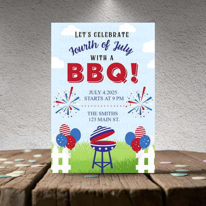 Personalized Fourth of July Firework Invitation