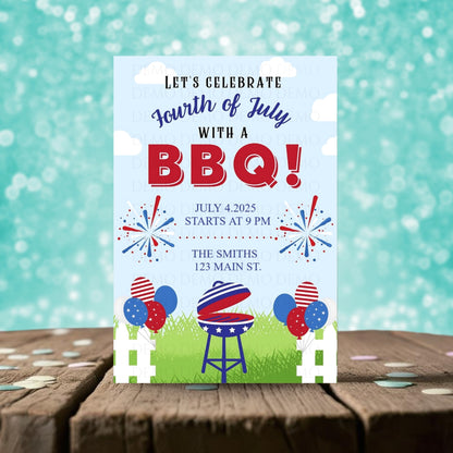 Personalized Fourth of July Firework Invitation
