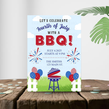 Personalized Fourth of July Firework Invitation