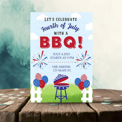 Personalized Fourth of July Firework Invitation