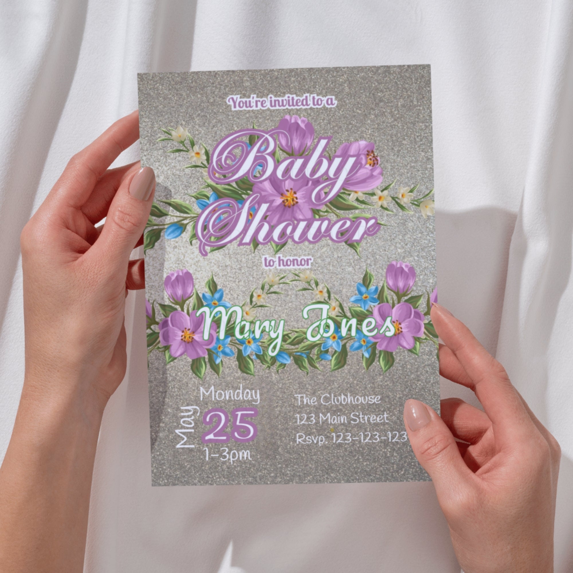 Personalized Pink Floral Baby Shower Invitation