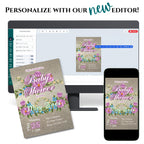 Personalized Pink Floral Baby Shower Invitation