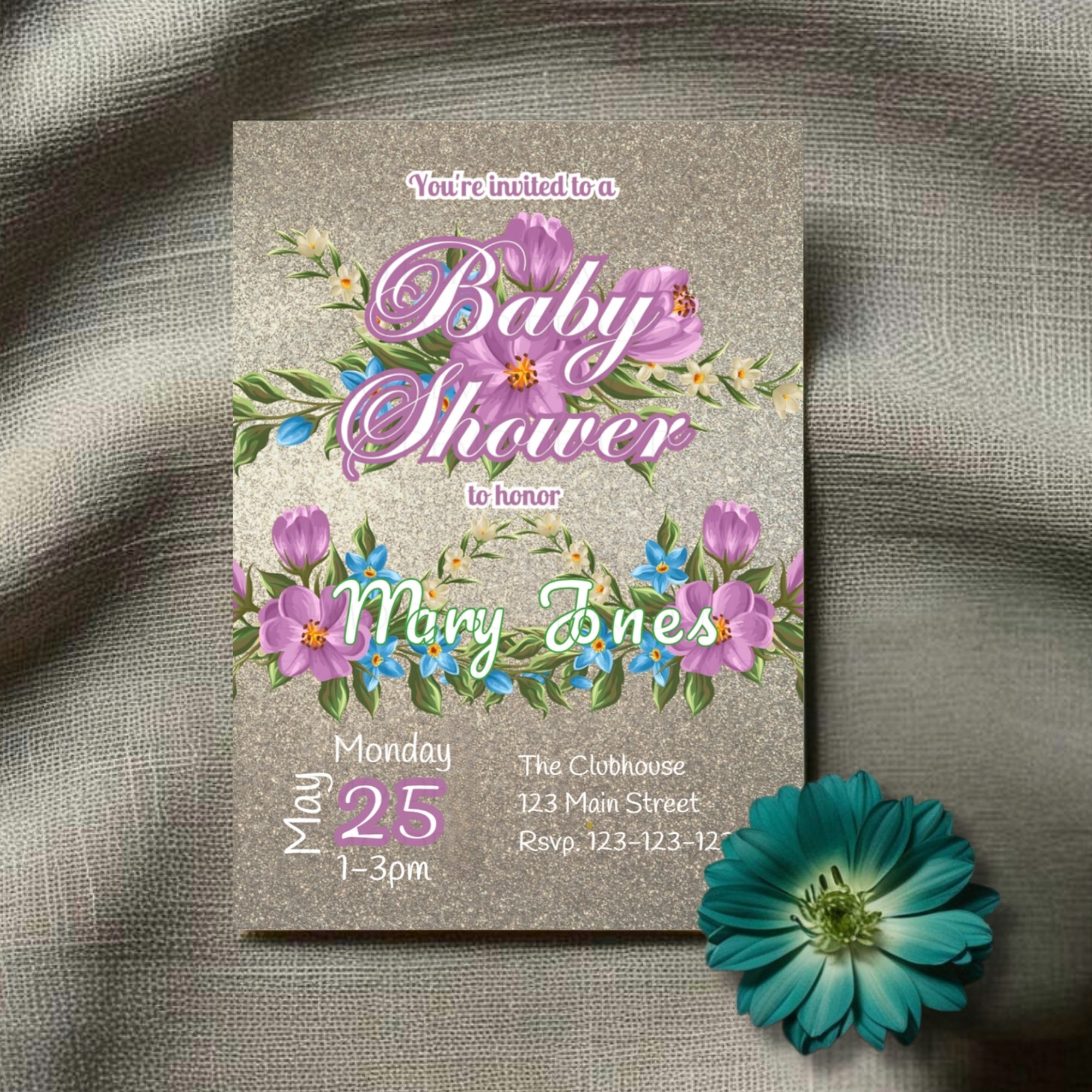 Personalized Pink Floral Baby Shower Invitation
