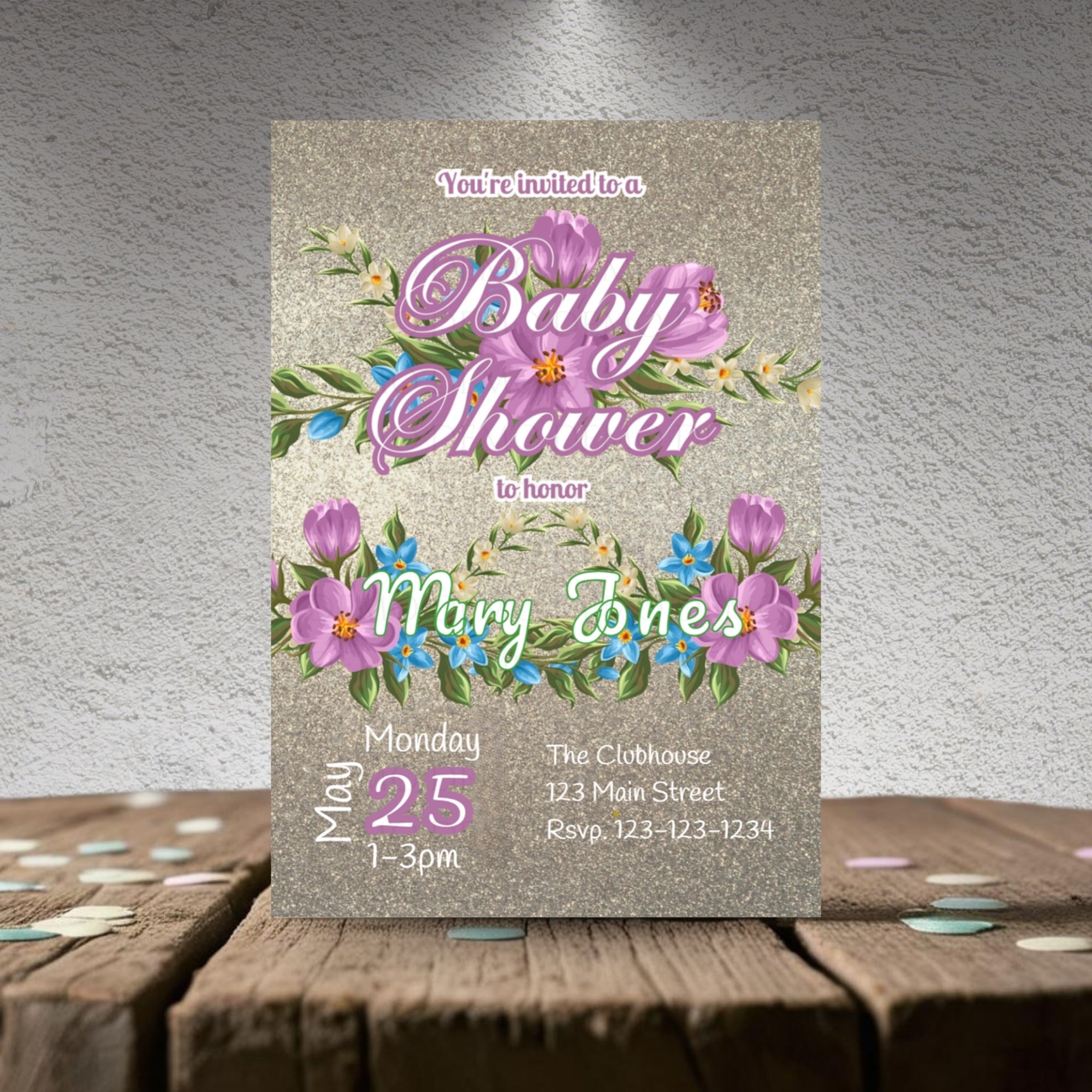 Personalized Pink Floral Baby Shower Invitation