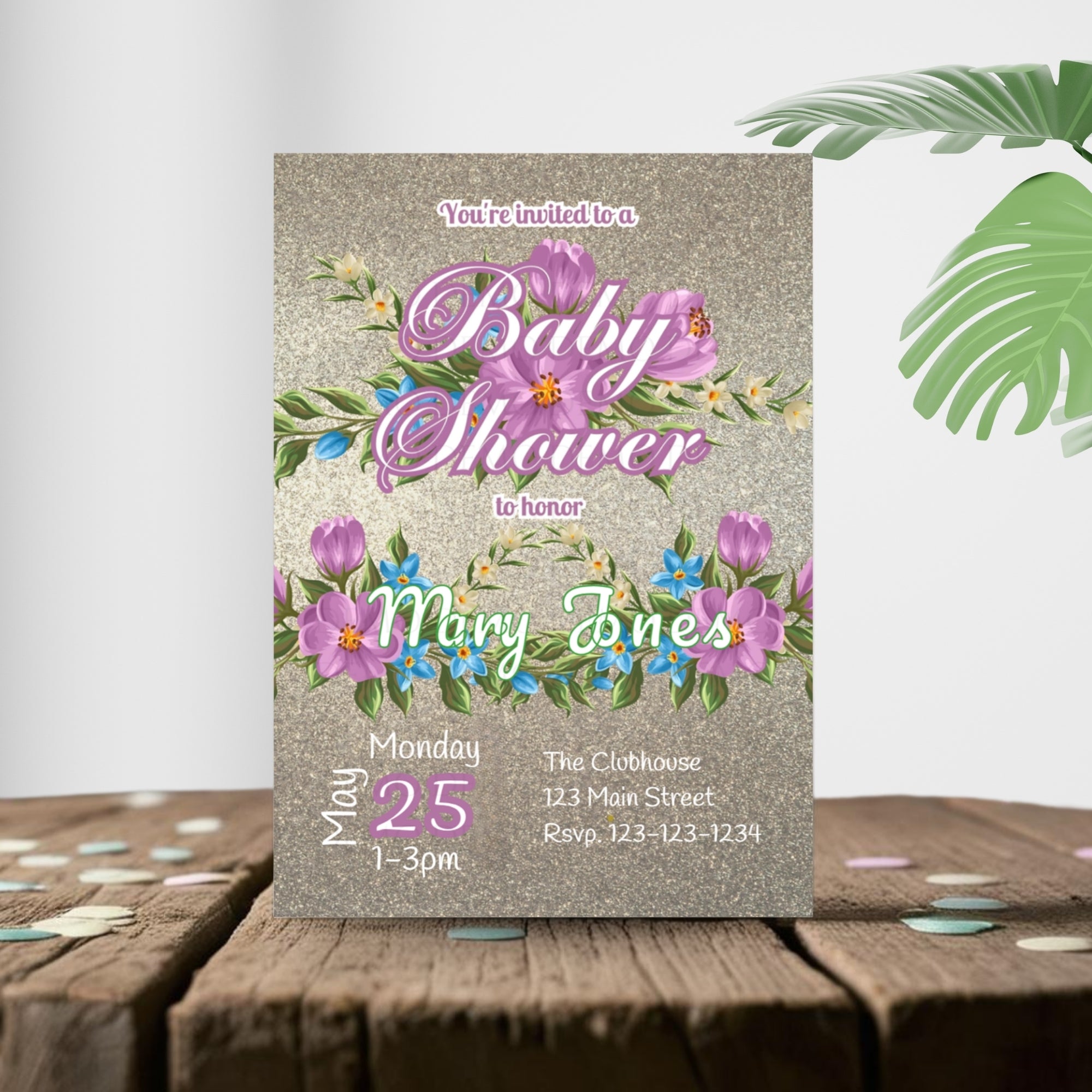 Personalized Pink Floral Baby Shower Invitation