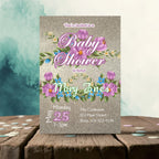 Personalized Pink Floral Baby Shower Invitation
