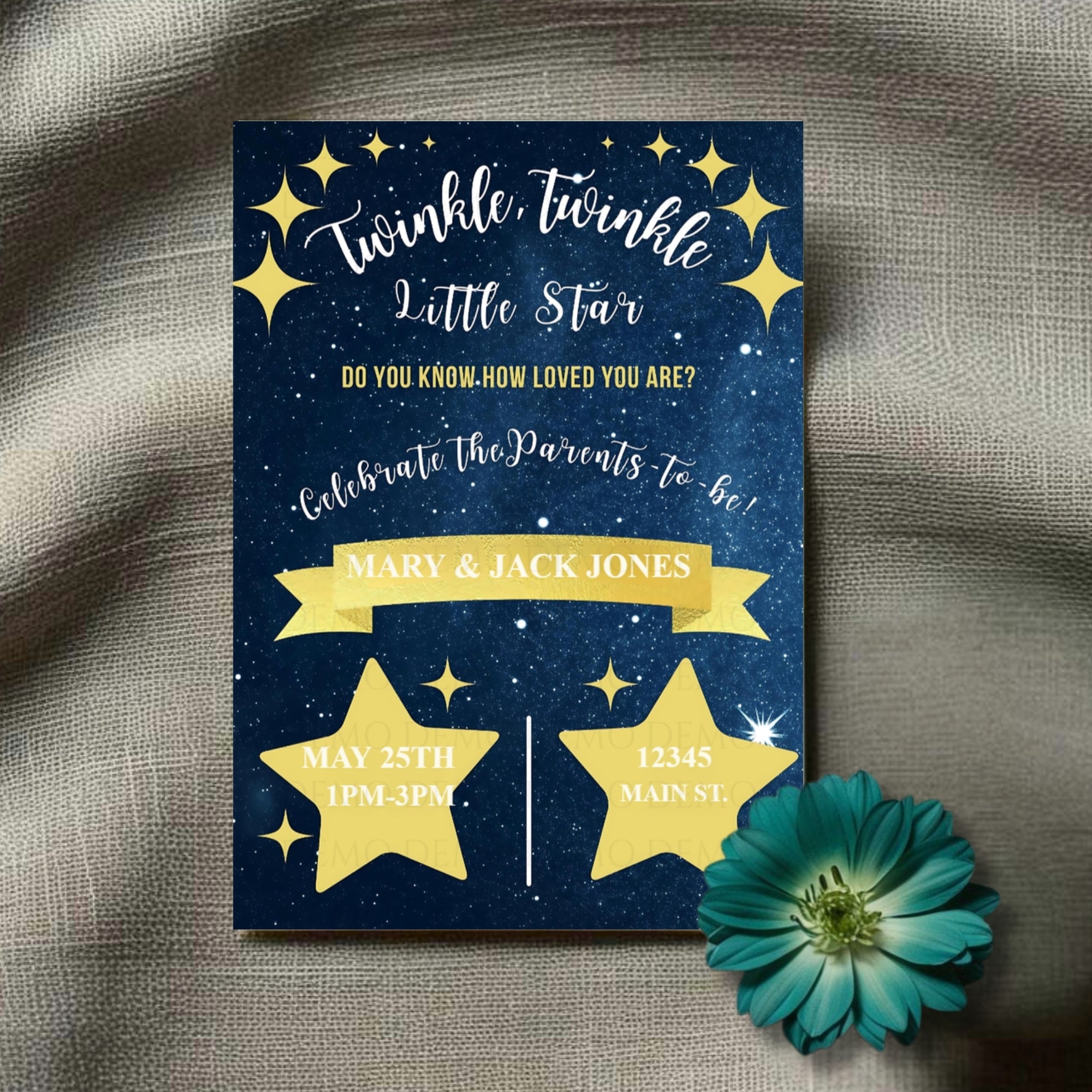 Personalized Twinkle Star Baby Shower Invite