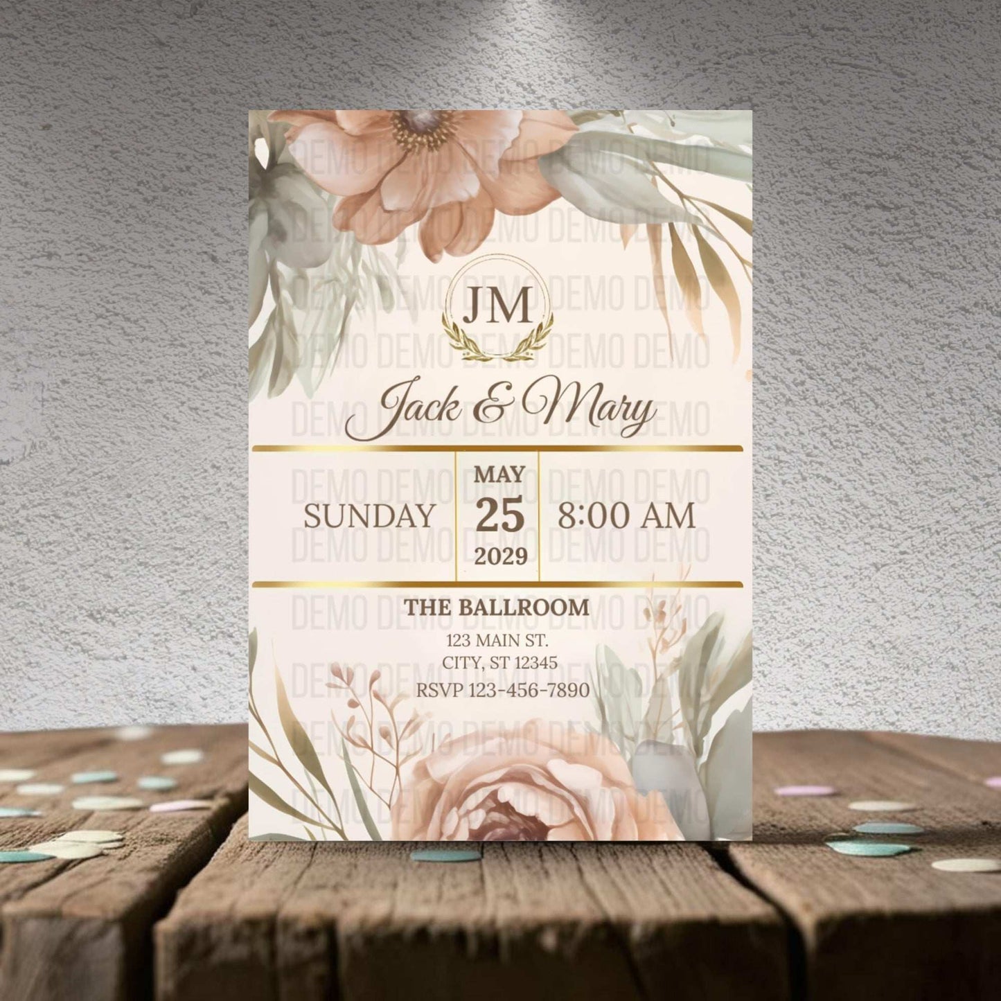 Petal Perfection Wedding Invitation – Editable Floral Design