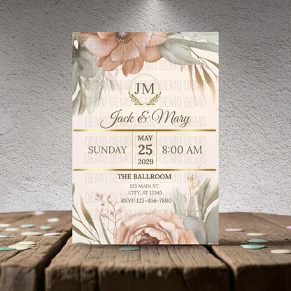 Petal Perfection Wedding Invitation – Editable Floral Design